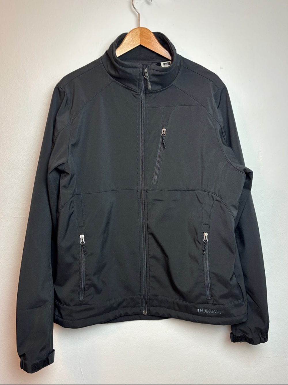 Black Diamond Double Diamond Men’s Large Black Soft-Shell Fleece-Lined Jacket